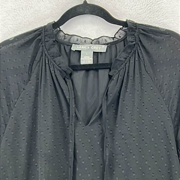 Lark & Grey Layered Dress Size L Black Polyester Semi-sheer w/Lining Airy EUC - Picture 2 of 9